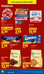 Gazetka promocyjna Lidl - Gazetka ważna od 6.08 do 8.08 - Gazetka - ważna od 08.08 do 08.08.2026 - strona 78 - produkty: Ciastka, Gin, Prince Polo, Praliny, Delicje, Oreo, Kinder, Lindt