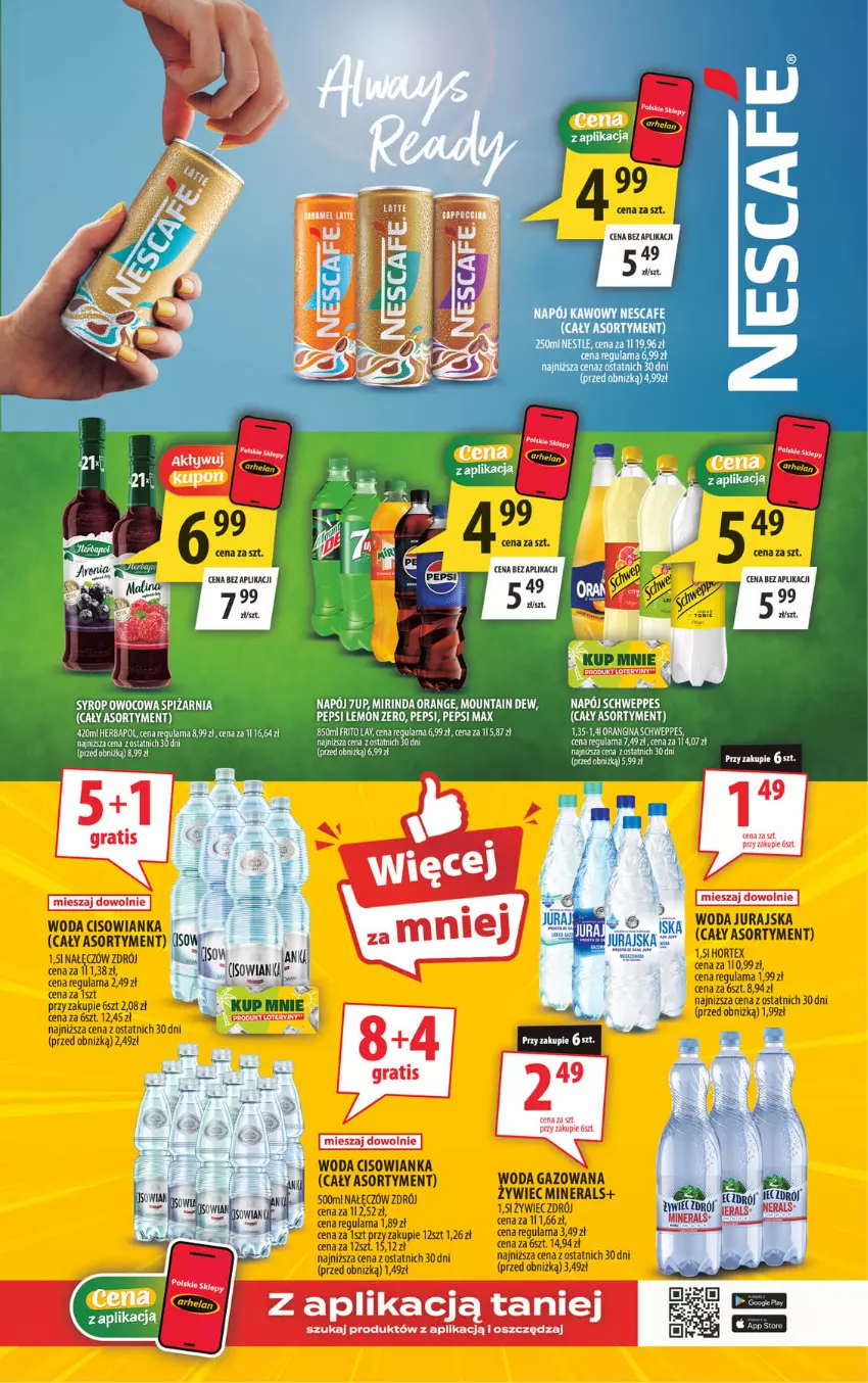 Gazetka promocyjna Arhelan - Gazetka - ważna 19.06 do 28.06.2026 - strona 13 - produkty: 7up, Cisowianka, Gra, Hortex, Mirinda, Pepsi, Syrop, Woda