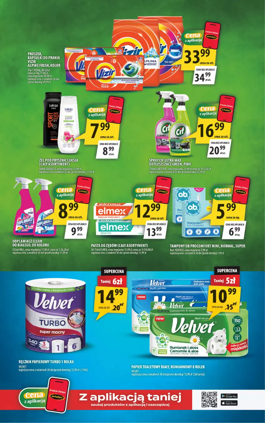 Gazetka promocyjna Arhelan - Gazetka - ważna 19.06 do 28.06.2026 - strona 17 - produkty: Body, Cif, Elmex, Kapsułki do prania, Luksja, Odplamiacz, Odtłuszczacz, Papier, Papier toaletowy, Pasta do zębów, Ręcznik, Rum, Tampony, Vizir
