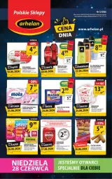 Gazetka promocyjna Arhelan - Gazetka - Gazetka - ważna od 28.06 do 28.06.2026 - strona 1 - produkty: Piwa, Piwo, Piec, Ciastka, Era Ryb, Papier, Kawa, Adidas, Raffaello, Tera, Warka, Papier toaletowy, Mola, Bomboniera, Masło, Napój, Kiełbasa, Fa