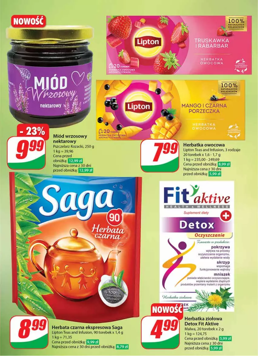 Gazetka promocyjna Dino - Gazetka 18 / 2024 - ważna 02.05 do 07.05.2024 - strona 11 - produkty: Fusion, Herbata, Herbata czarna, Lipton, Mango, Miód, Nektar, Por, Saga