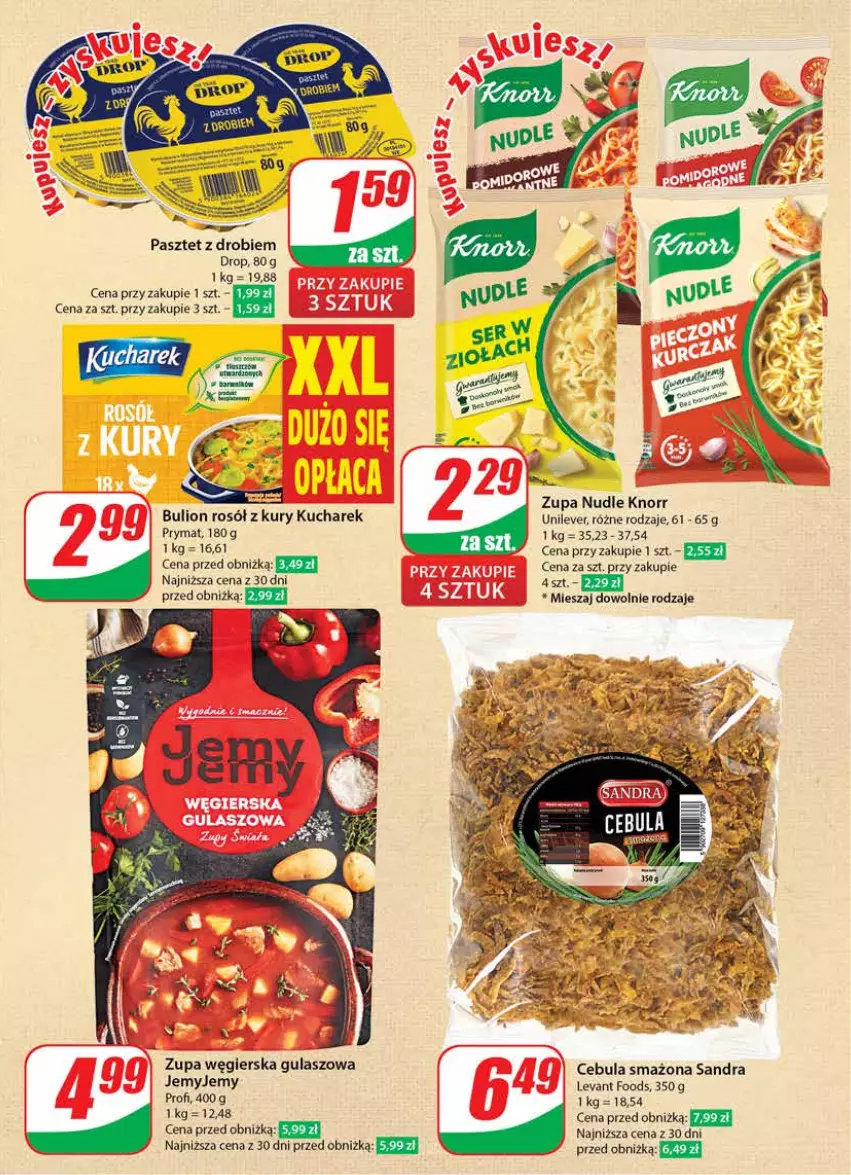 Gazetka promocyjna Dino - Gazetka 18 / 2024 - ważna 02.05 do 07.05.2024 - strona 23 - produkty: Bulion, Cebula, Cebula smażona, Knorr, Kucharek, Lion, Pasztet, Prymat, Rosół, Zupa