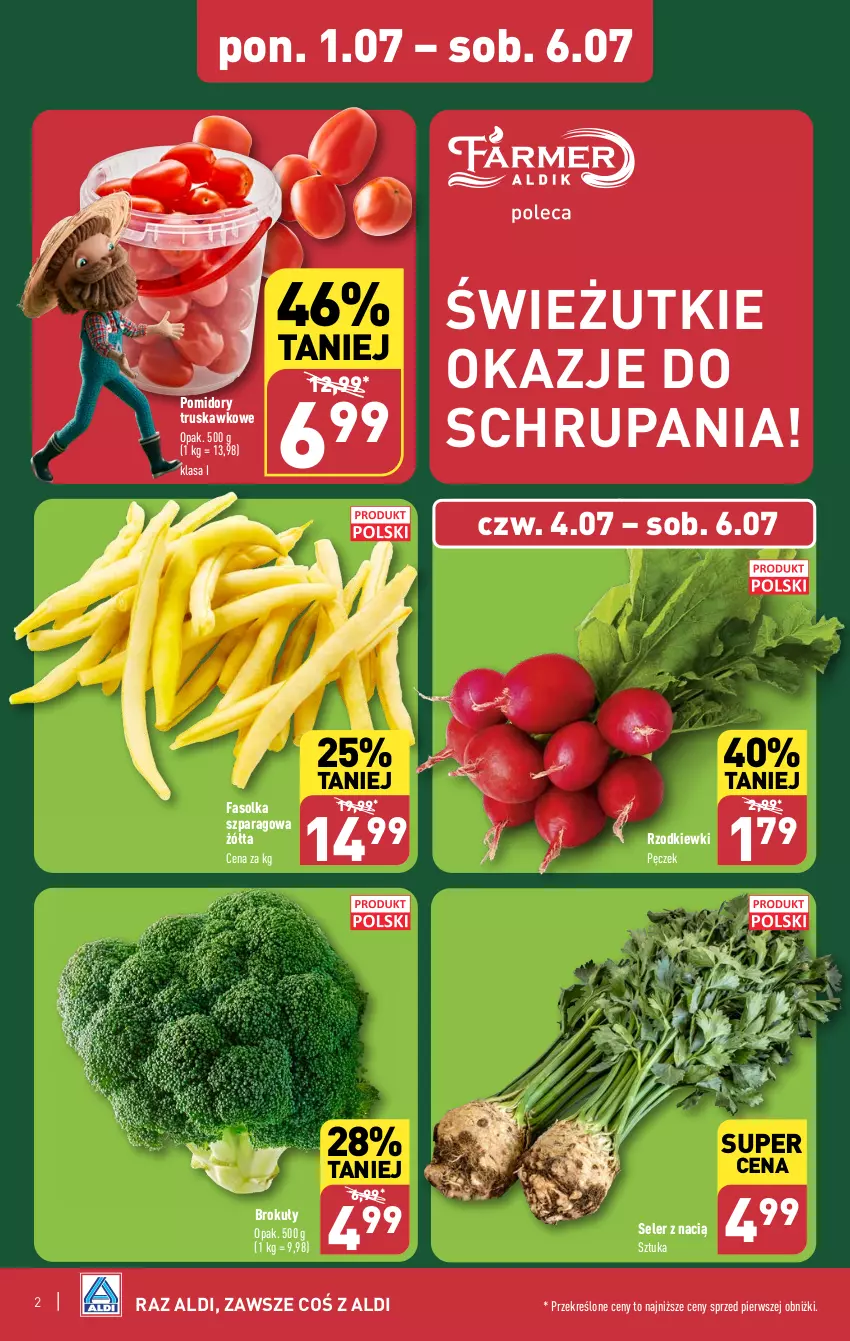 Gazetka promocyjna Aldi - Farmer ALDIK poleca świeże owoce i warzywa - ważna 01.07 do 06.07.2024 - strona 2 - produkty: Brokuły, Fa, Pomidory