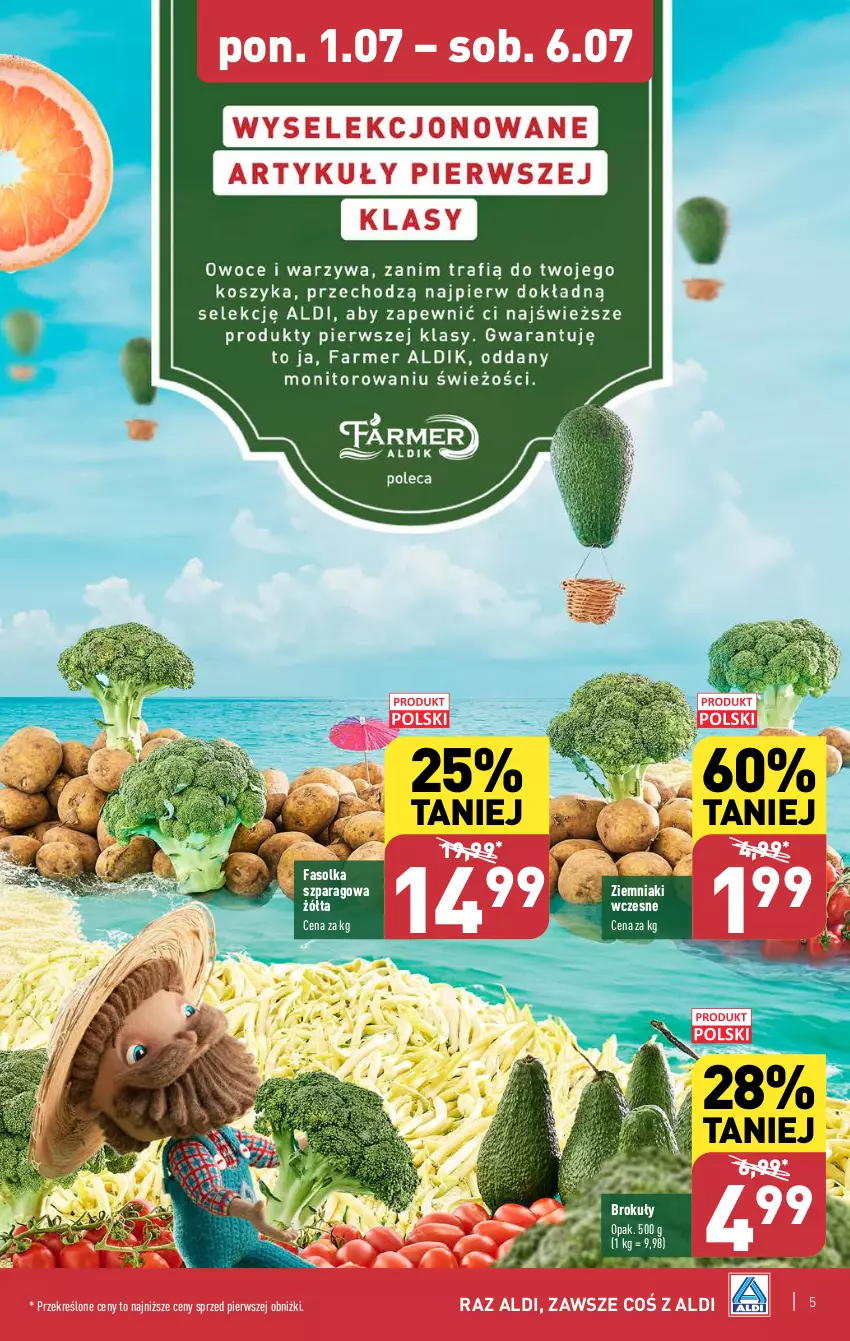 Gazetka promocyjna Aldi - Farmer ALDIK poleca świeże owoce i warzywa - ważna 01.07 do 06.07.2024 - strona 5 - produkty: Brokuły, Fa, Ziemniaki