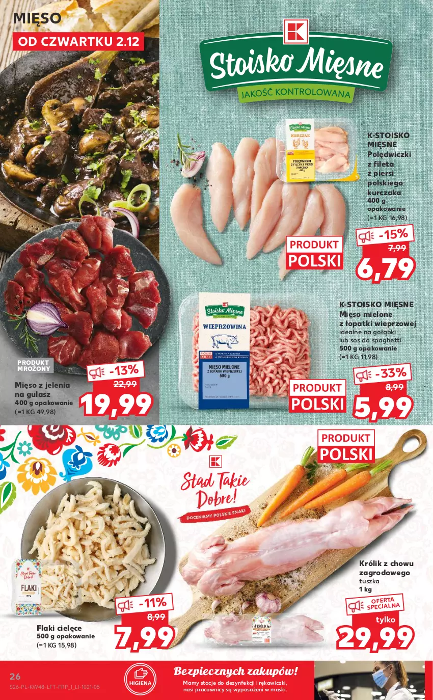 Gazetka promocyjna Kaufland - OFERTA TYGODNIA - ważna 02.12 do 08.12.2021 - strona 26 - produkty: Flaki, Królik, Kurczak, Mięso, Mięso mielone, Mięso mielone z łopatki wieprzowej, Piec, Sos, Spaghetti, Tusz