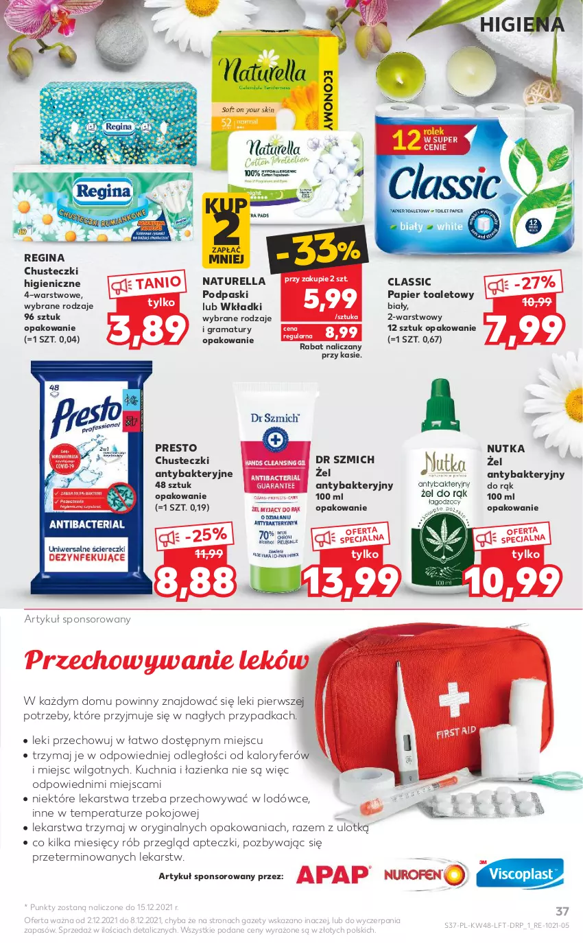 Gazetka promocyjna Kaufland - OFERTA TYGODNIA - ważna 02.12 do 08.12.2021 - strona 37 - produkty: Chusteczki, Gin, Gra, Kuchnia, LG, Naturell, Naturella, Papier, Papier toaletowy, Podpaski, Presto, Rama, Wkładki