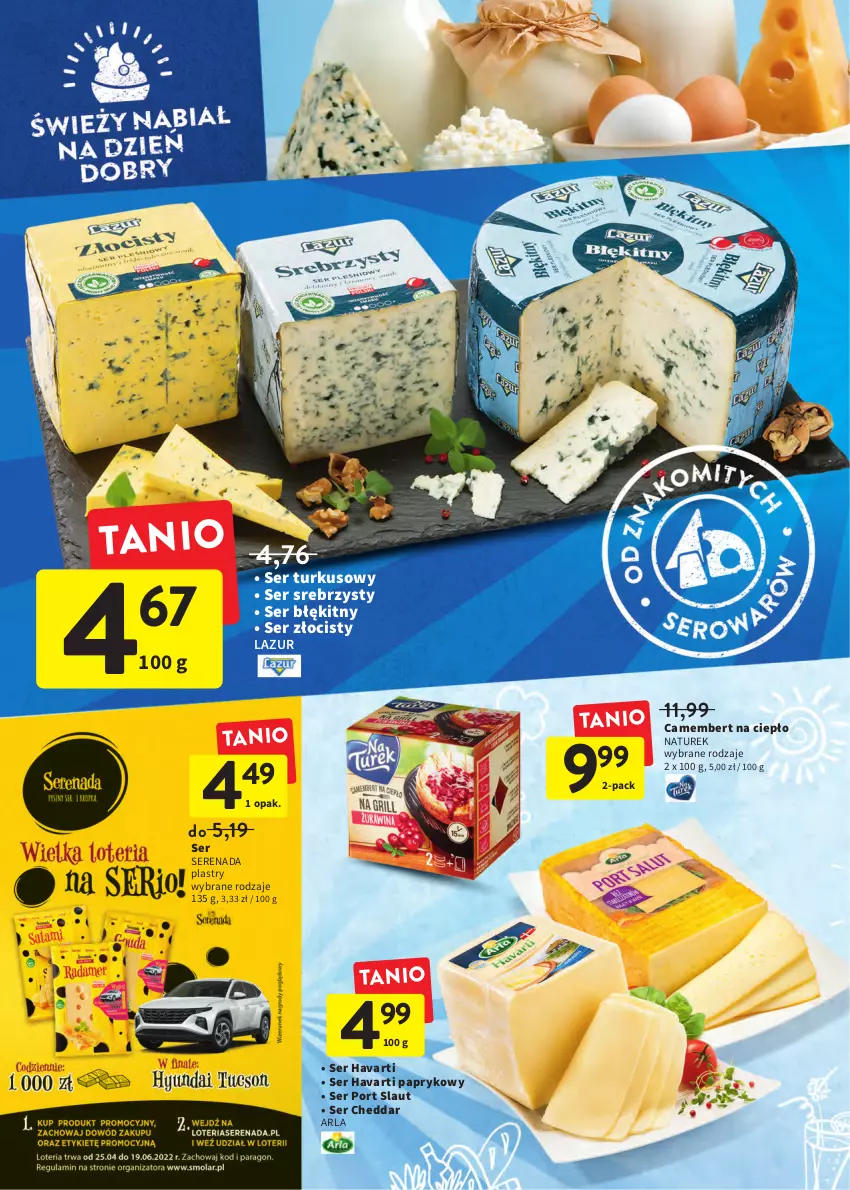 Gazetka promocyjna Intermarche - Okazjobranie - ważna 09.06 do 13.06.2022 - strona 22 - produkty: Camembert, Cheddar, Havarti, Lazur, NaTurek, Por, Ser