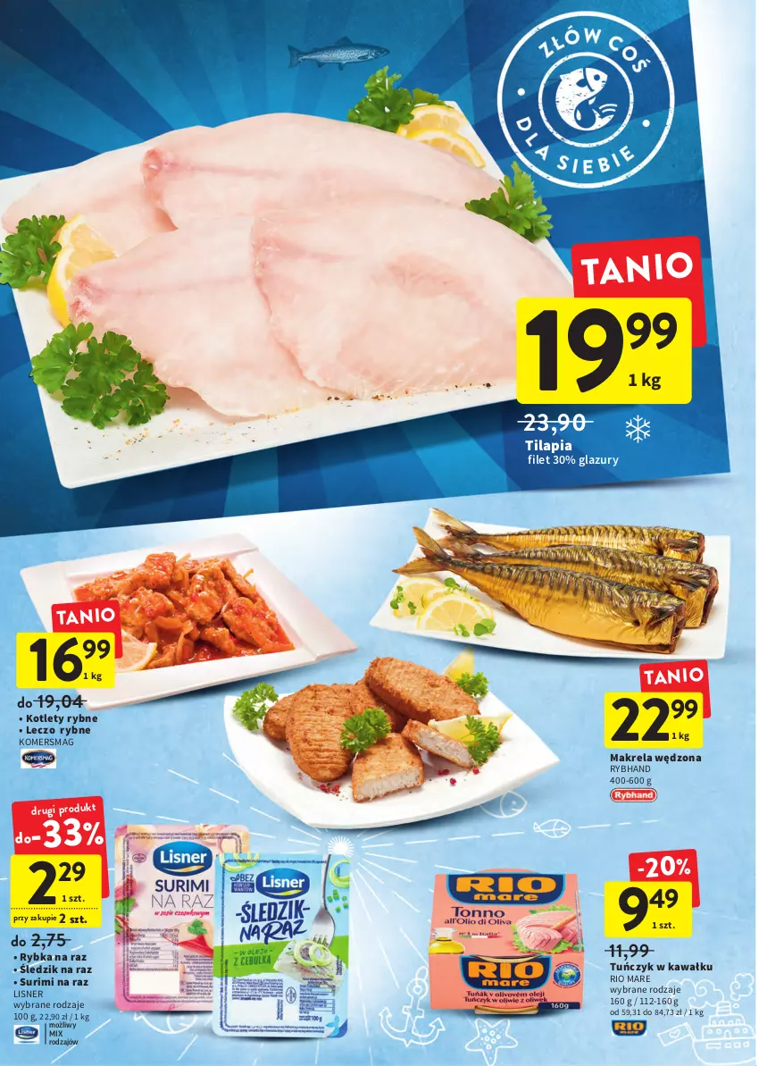 Gazetka promocyjna Intermarche - Okazjobranie - ważna 09.06 do 13.06.2022 - strona 24 - produkty: Kawa, Kotlet, Lazur, Lisner, Rio Mare, Rybka na raz, Surimi, Tilapia, Tuńczyk