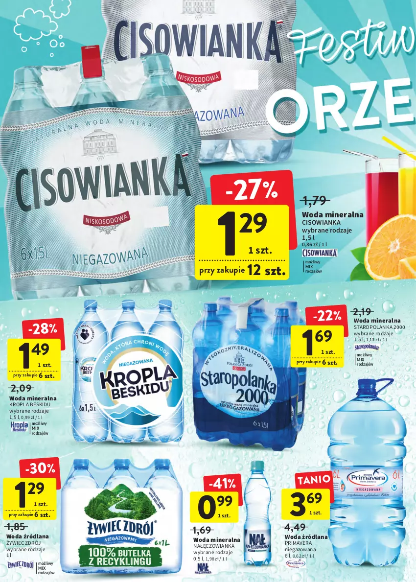 Gazetka promocyjna Intermarche - Okazjobranie - ważna 09.06 do 13.06.2022 - strona 6 - produkty: Cisowianka, LANA, Nałęczowianka, Prima, Primavera, Staropolanka, Woda, Woda mineralna