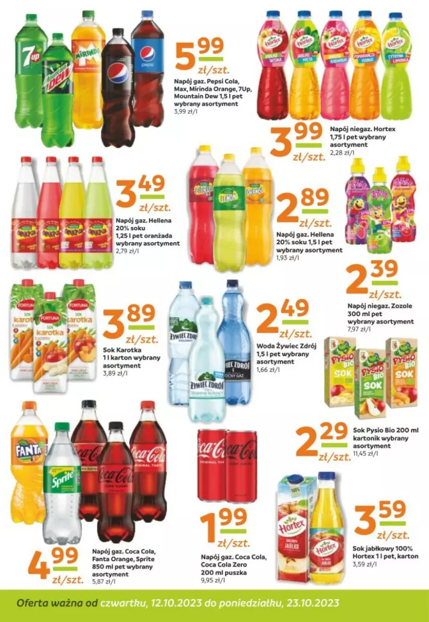 Gazetka promocyjna Gama - ważna 12.10 do 23.10.2023 - strona 2 - produkty: 7up, Fa, Fanta, Hellena, Hortex, Mirinda, Napój, Pepsi, Sok, Sok jabłkowy, Sprite, Tonik