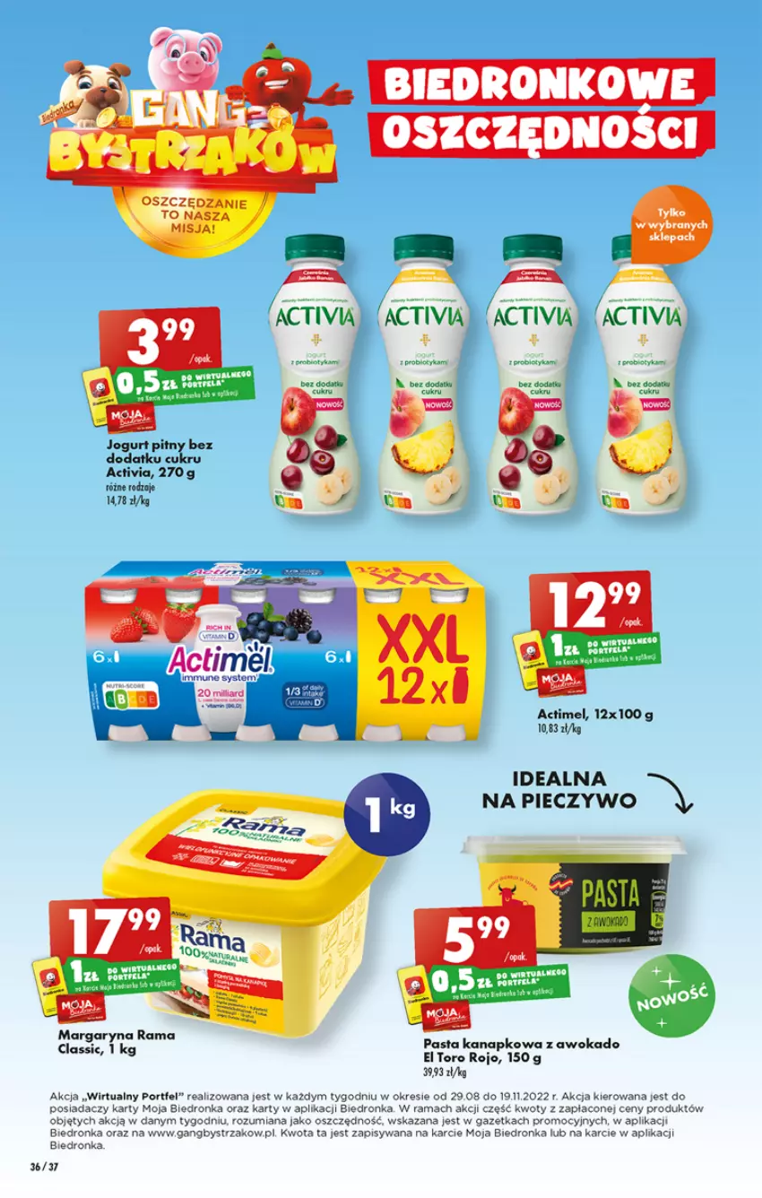 Gazetka promocyjna Biedronka - W tym tygodniu - ważna 13.10 do 19.10.2022 - strona 36 - produkty: Actimel, Activia, Dron, Jogurt, Jogurt pitny, Margaryna, Piec, Pieczywo, Por, Rama