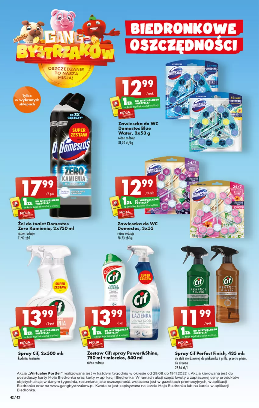 Gazetka promocyjna Biedronka - W tym tygodniu - ważna 13.10 do 19.10.2022 - strona 42 - produkty: Cif, Domestos, Dron, Finish, Grill, Kuchnia, Mleczko, Piekarnik, Por, Rama, Zawieszka do wc