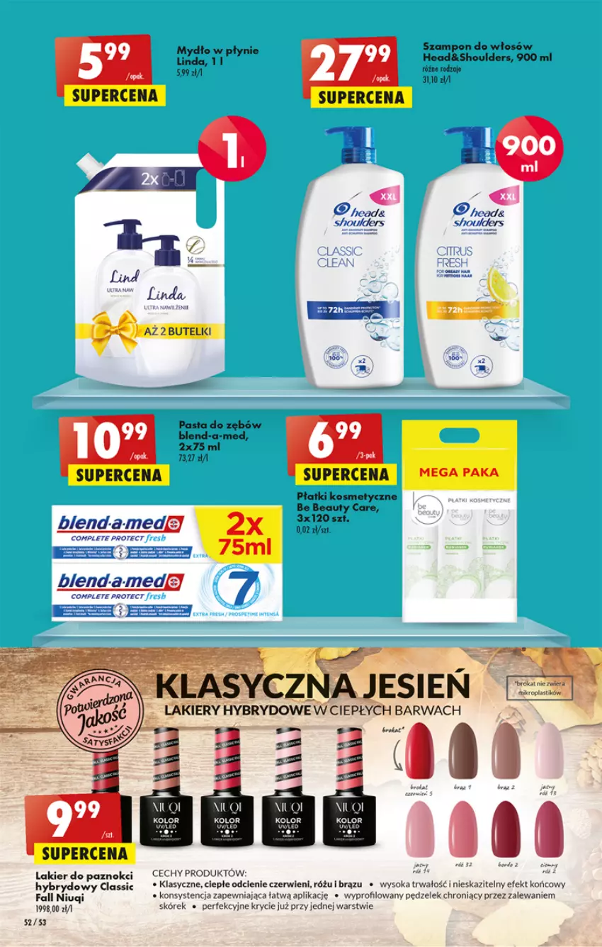 Gazetka promocyjna Biedronka - W tym tygodniu - ważna 13.10 do 19.10.2022 - strona 52 - produkty: Be Be, Blend-a-Med, Fa, Lakier, LG, Mydło, Mydło w płynie, Niuqi, Pasta do zębów, Płatki kosmetyczne, Sok, Szampon