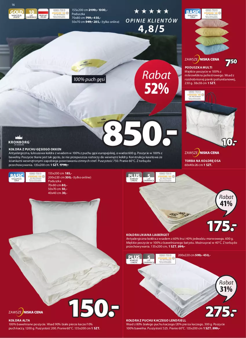 Gazetka promocyjna Jysk - Oferta tygodnia - ważna 06.07 do 19.07.2022 - strona 17 - produkty: Kołdra, Kołdra z puchu, Poduszka, Torba, Wełna