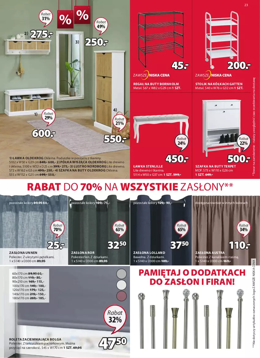 Gazetka promocyjna Jysk - Oferta tygodnia - ważna 06.07 do 19.07.2022 - strona 24 - produkty: Buty, LG, Lustro, Mięta, Poduszka, Półka, Regał, Roleta, Stolik, Szafka, Szafka na buty, Wełna, Zasłona