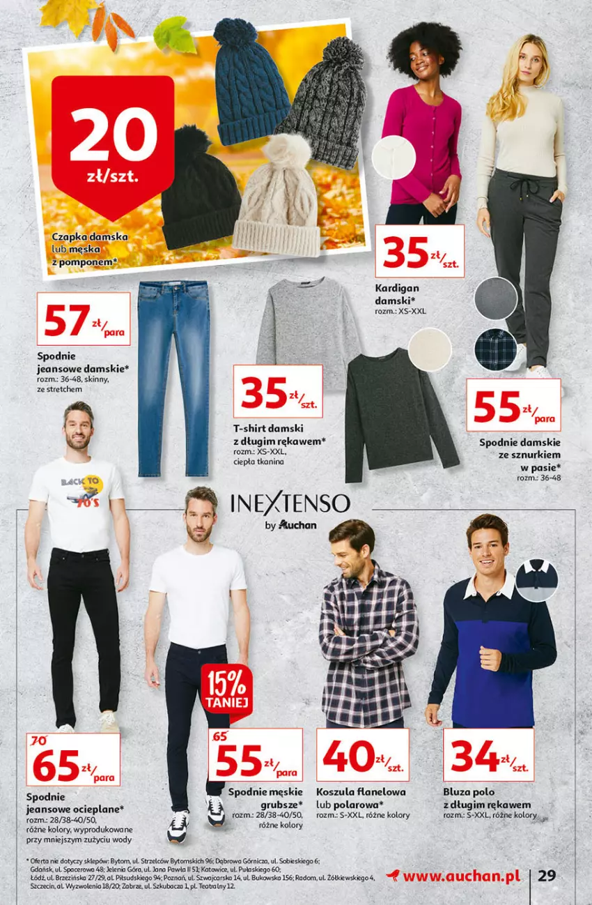 Gazetka promocyjna Auchan - Hiperoszczędzanie z aplikacją Auchan Hipermarkety - ważna 23.09 do 29.09.2021 - strona 29 - produkty: Acer, Cars, Czapka, Kardigan, Kosz, Koszula, Spodnie, Spodnie jeans, T-shirt