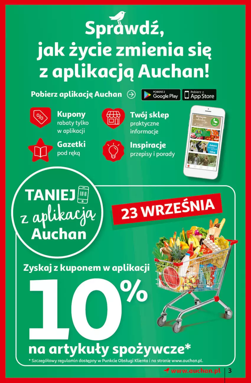 Gazetka promocyjna Auchan - Hiperoszczędzanie z aplikacją Auchan Hipermarkety - ważna 23.09 do 29.09.2021 - strona 3 - produkty: Artykuły spożywcze, Por