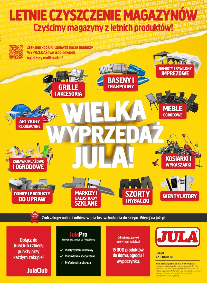 Gazetka promocyjna Jula - Gazetka - ważna 05.08 do 04.09.2022 - strona 12 - produkty: Grill, Intel, JBL, Kasza, Meble, Namiot, Ryba, Szorty