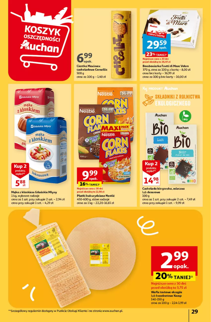 Gazetka promocyjna Auchan - Gazetka Z miłości do okazji Hipermarket Auchan - ważna 08.02 do 14.02.2024 - strona 29 - produkty: Ciastka, Czekolada, Deser, Mąka, Ser, Wafle, Wafle tortowe