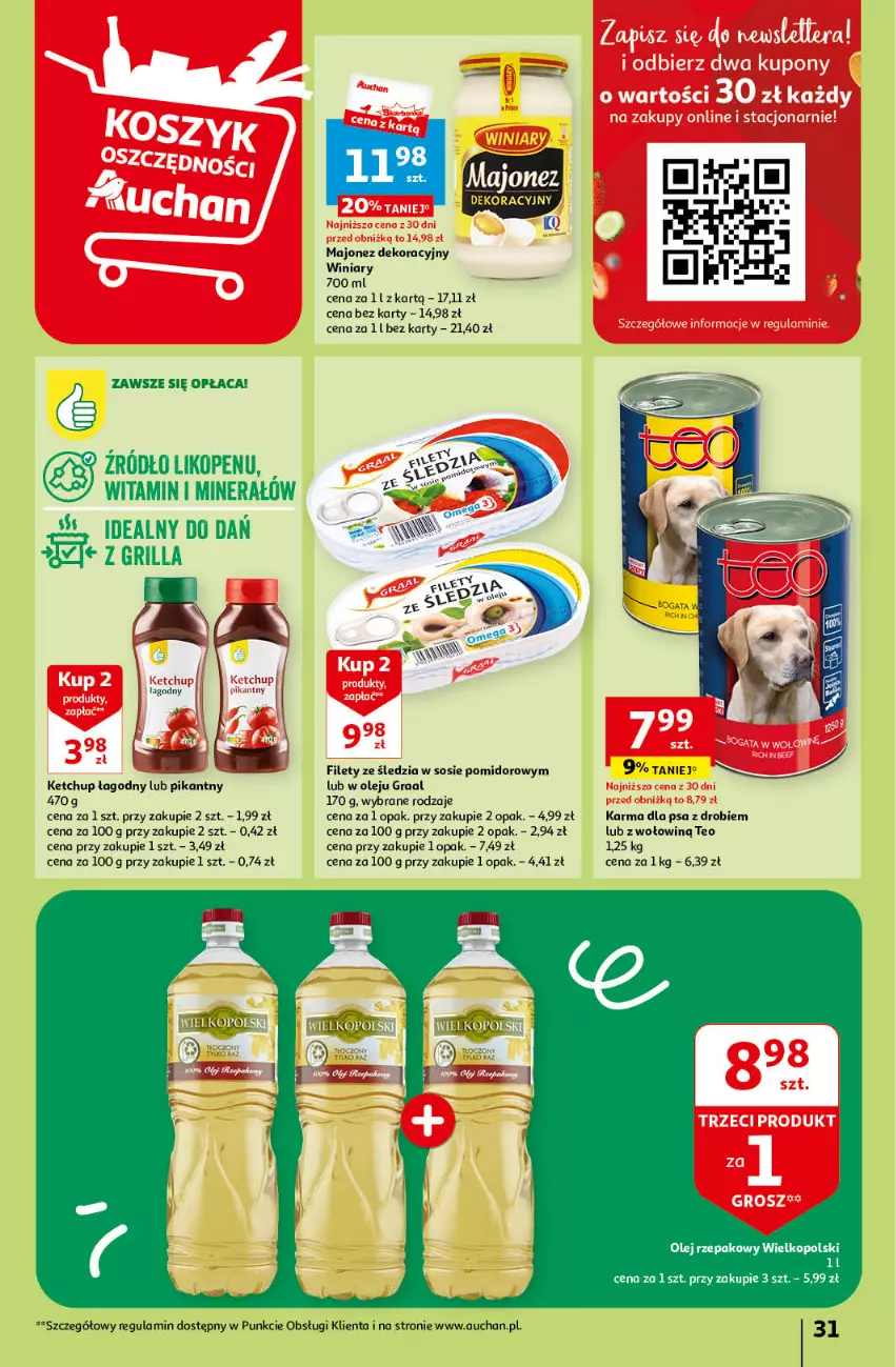 Gazetka promocyjna Auchan - Gazetka Z miłości do okazji Hipermarket Auchan - ważna 08.02 do 14.02.2024 - strona 31 - produkty: Fa, Gra, Graal, Grill, Ketchup, Majonez, Olej, Olej rzepakowy, Sos, Winiary