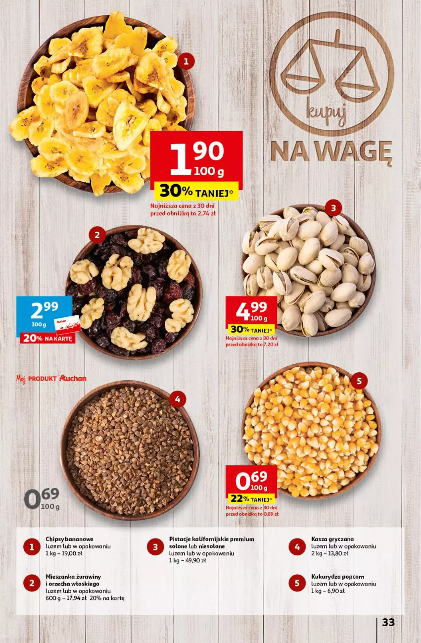 Gazetka promocyjna Auchan - Gazetka Z miłości do okazji Hipermarket Auchan - ważna 08.02 do 14.02.2024 - strona 33 - produkty: Chipsy, Gry, Kasza, Kasza gryczana, Kukurydza, Pistacje, Popcorn