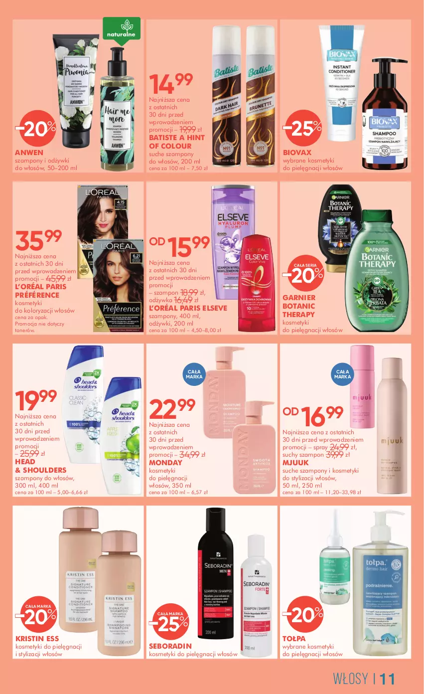 Gazetka promocyjna Super Pharm - Gazetka - ważna 19.03 do 01.04.2025 - strona 11 - produkty: Batiste, Biovax, Elseve, Garnier, Kosmetyki do pielęgnacji, L’Oréal, Odżywka, Seboradin, Ser, Suchy szampon, Szampon, Tołpa