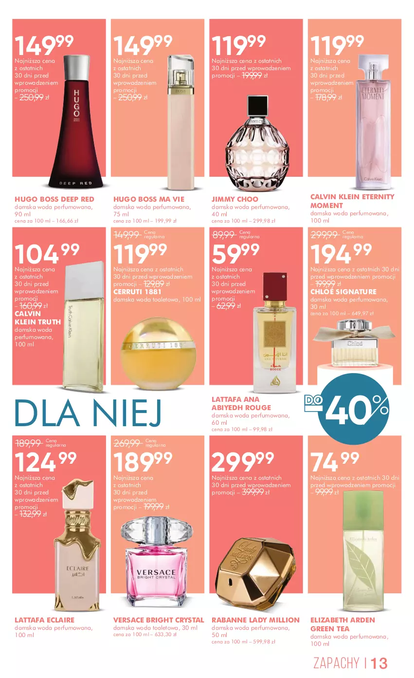 Gazetka promocyjna Super Pharm - Gazetka - ważna 19.03 do 01.04.2025 - strona 13 - produkty: Calvin Klein, Cerruti, Chloé, Elizabeth Arden, Fa, Hugo Boss, Jimmy Choo, Lion, Perfum, Versace, Woda, Woda perfumowana, Woda toaletowa