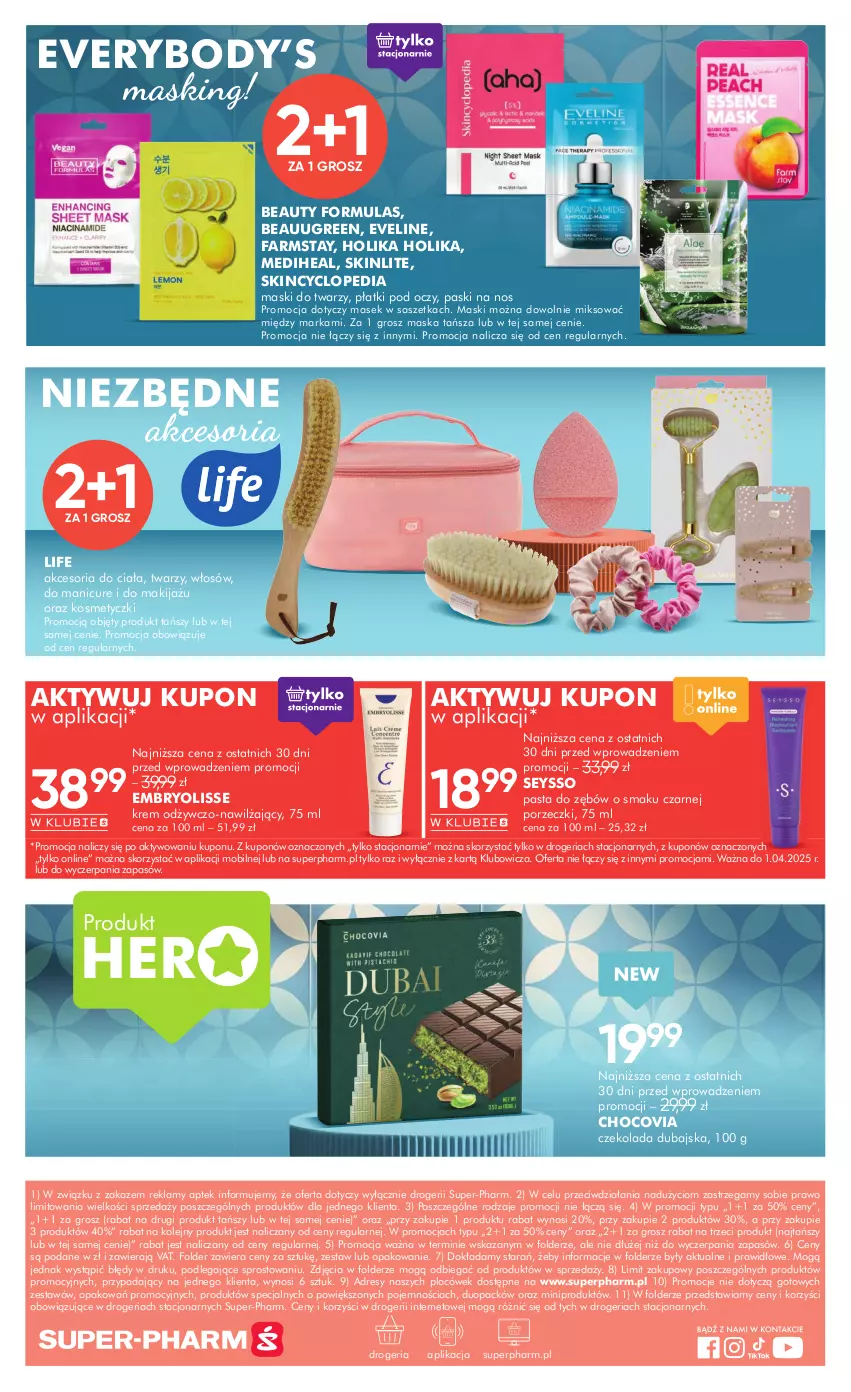 Gazetka promocyjna Super Pharm - Gazetka - ważna 19.03 do 01.04.2025 - strona 20 - produkty: Body, Czekolada, Dres, Embryolisse, Eveline, Fa, Farmstay, Holika Holika, Makijaż, Maska, Mobil, Olej, Pasta do zębów, Por, Seysso