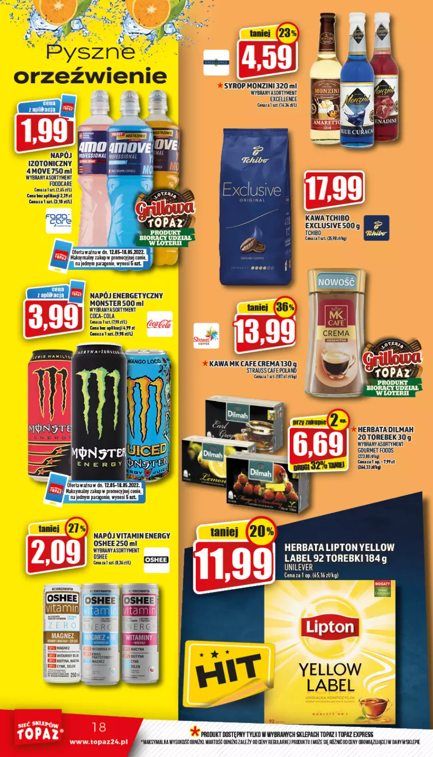 Gazetka promocyjna Topaz - Gazetka - ważna 12.05 do 18.05.2022 - strona 18 - produkty: Herbata, Lipton, Sok, Syrop, Top