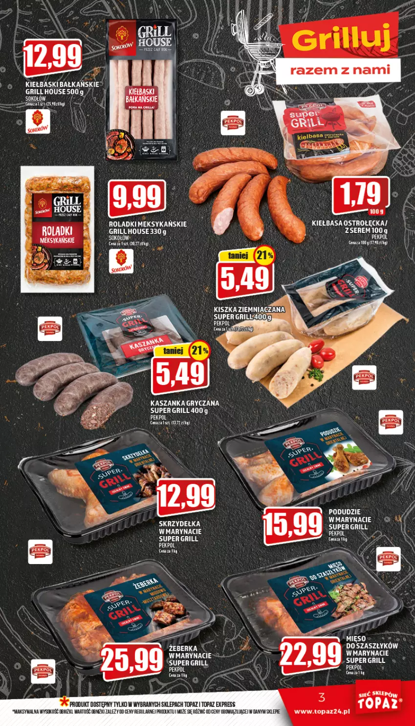 Gazetka promocyjna Topaz - Gazetka - ważna 12.05 do 18.05.2022 - strona 3 - produkty: Grill, Gry, Kasza, Kaszanka, Pekpol, Sok, Top