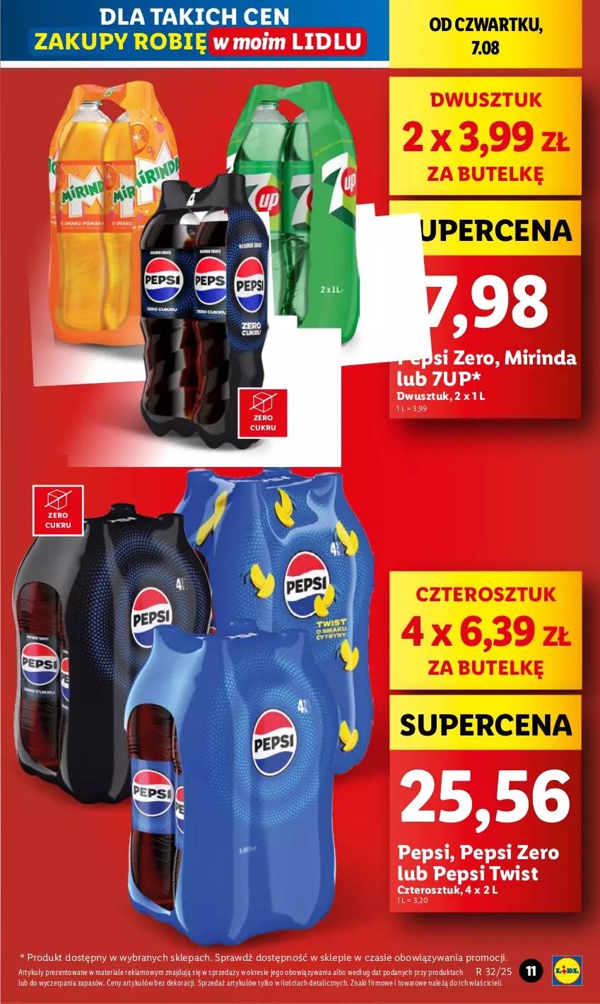 Gazetka promocyjna Lidl - GAZETKA - ważna 07.08 do 09.08.2025 - strona 11 - produkty: 7up, Mirinda, Pepsi