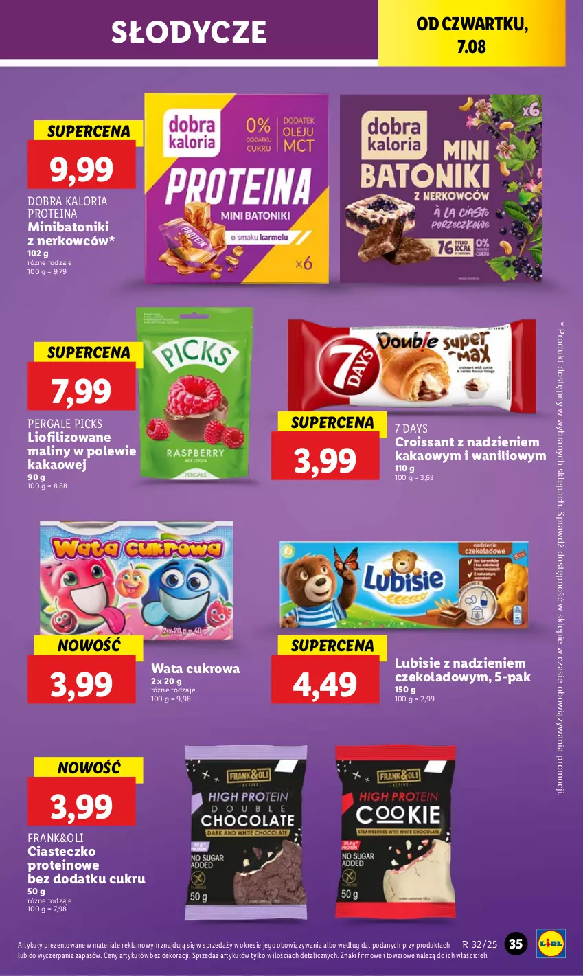 Gazetka promocyjna Lidl - GAZETKA - ważna 07.08 do 09.08.2025 - strona 43 - produkty: 7 Days, Baton, Croissant, Kakao, Lubisie, Maliny, Tonik, Wata cukrowa