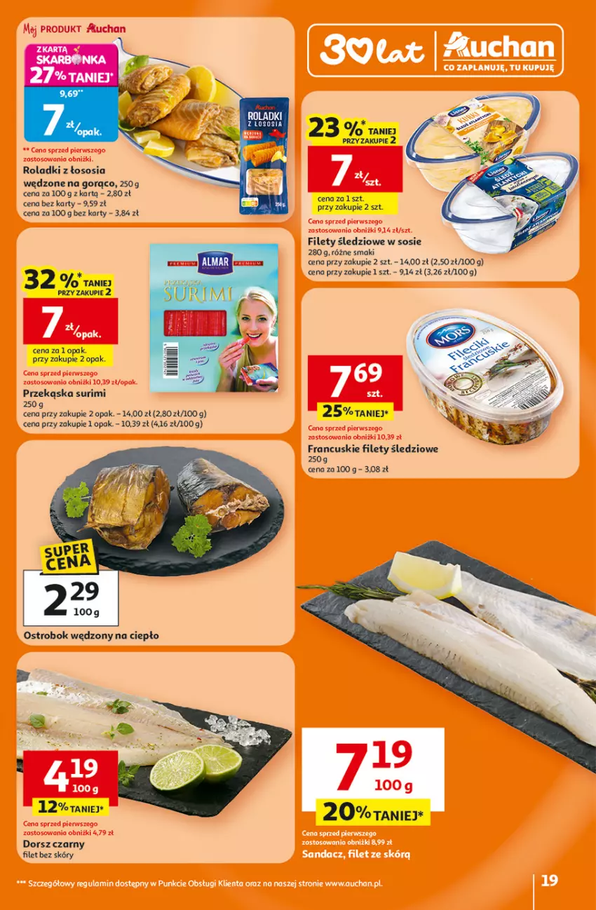 Gazetka promocyjna Auchan - Gazetka 30 Lat Hipermarket Auchan - ważna 26.02 do 04.03.2026 - strona 19 - produkty: Dorsz, Sos, Surimi