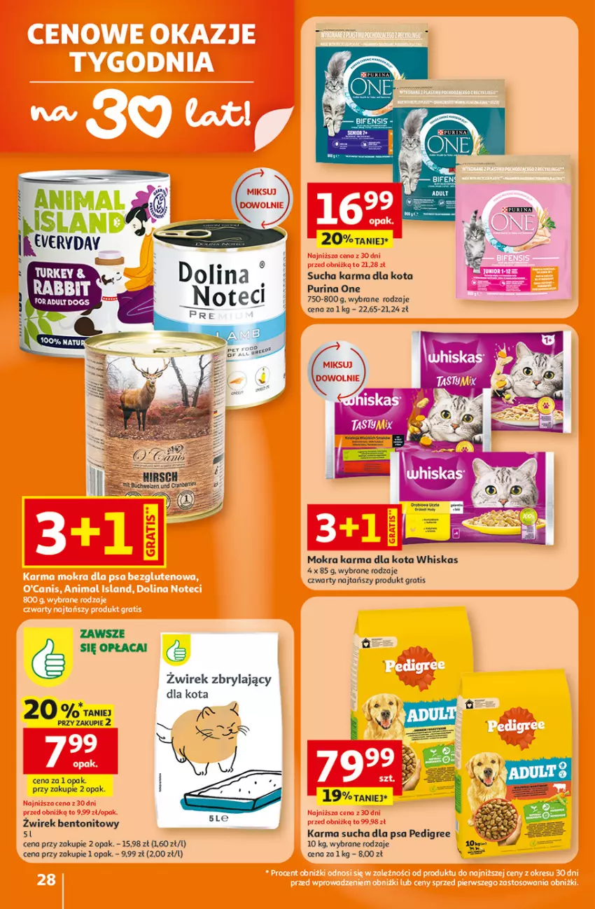 Gazetka promocyjna Auchan - Gazetka 30 Lat Hipermarket Auchan - ważna 26.02 do 04.03.2026 - strona 28 - produkty: Gra, Mokra karma, Pedigree, Pur, Purina, Ryba, Sucha karma, Whiskas