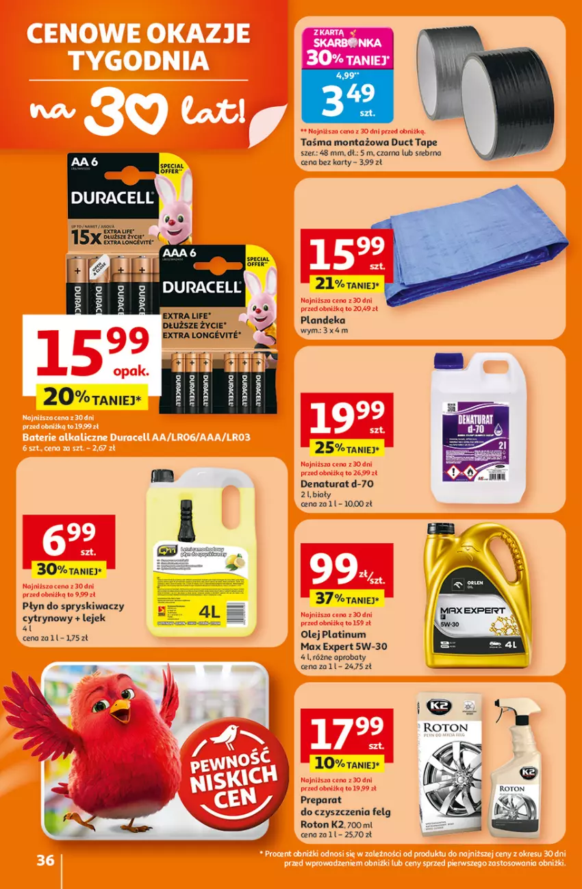 Gazetka promocyjna Auchan - Gazetka 30 Lat Hipermarket Auchan - ważna 26.02 do 04.03.2026 - strona 36 - produkty: Duracell, K2, LG, Olej, Płyn do spryskiwaczy, Preparat do czyszczenia, Taśma montażowa, Tran