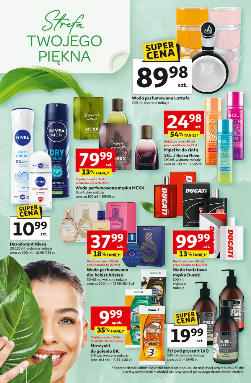 Gazetka promocyjna Auchan - Gazetka 30 Lat Hipermarket Auchan - ważna 26.02 do 04.03.2026 - strona 8 - produkty: BIC, Dezodorant, Ducati, Fa, Mexx, Mus, Nivea, Perfum, Woda, Woda perfumowana, Woda toaletowa
