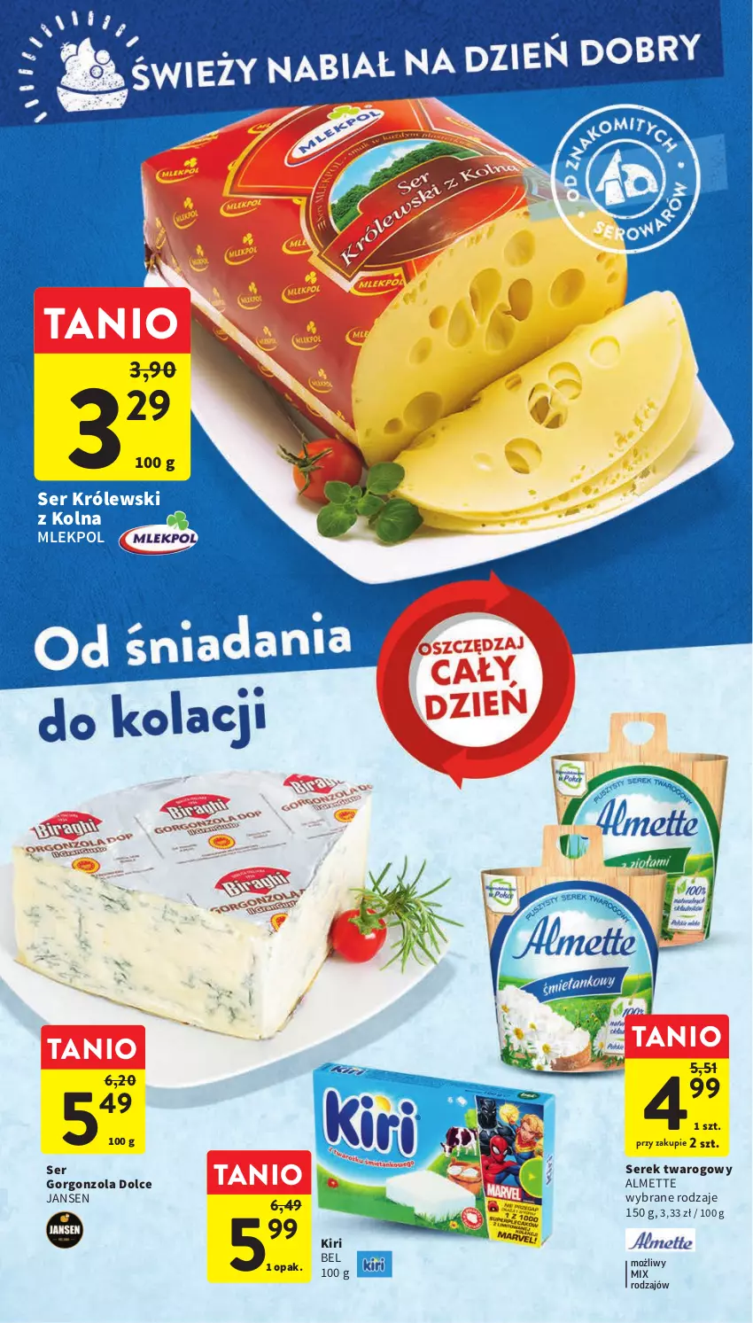 Gazetka promocyjna Intermarche - Gazetka Intermarche - ważna 16.03 do 22.03.2023 - strona 28 - produkty: Almette, Gorgonzola, Królewski, Ser, Serek, Serek twarogowy