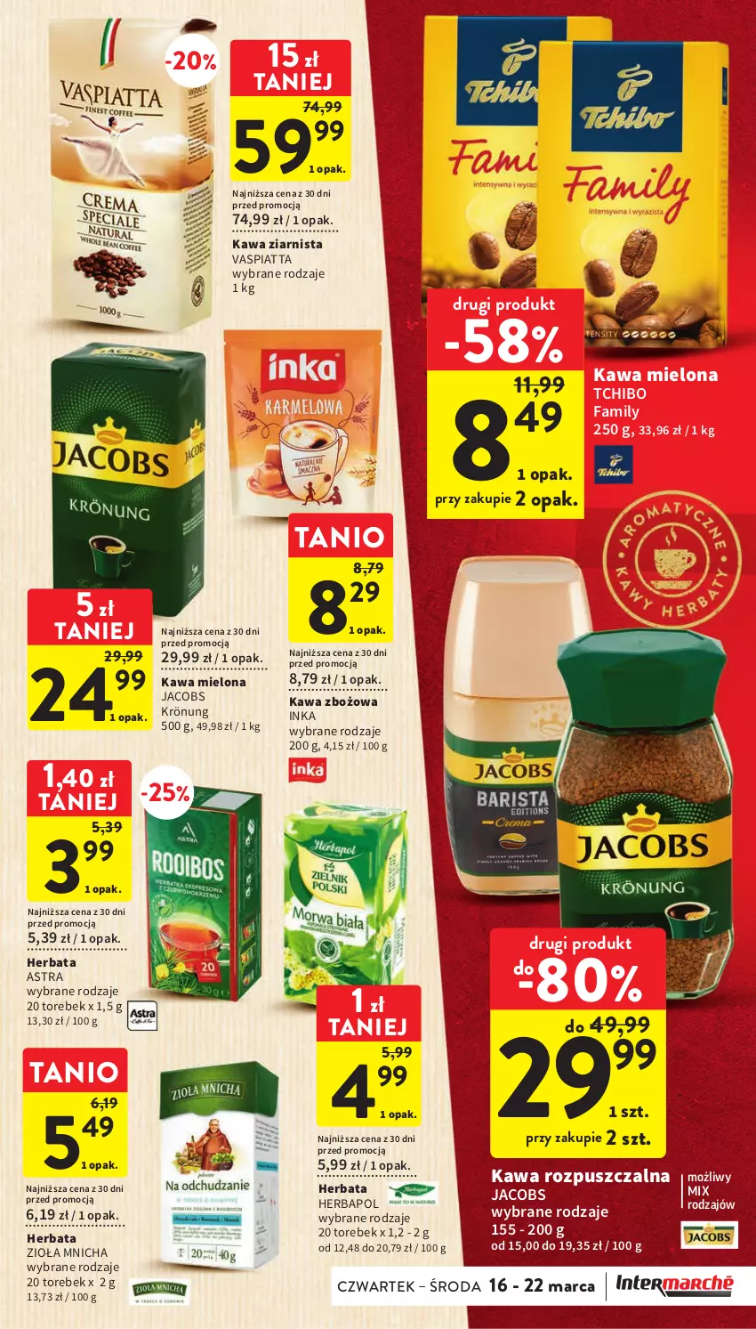 Gazetka promocyjna Intermarche - Gazetka Intermarche - ważna 16.03 do 22.03.2023 - strona 31 - produkty: Fa, Herbapol, Herbata, Inka, Jacobs, Jacobs Krönung, Kawa, Kawa mielona, Kawa rozpuszczalna, Kawa zbożowa, Kawa ziarnista, Tchibo, Tchibo Family