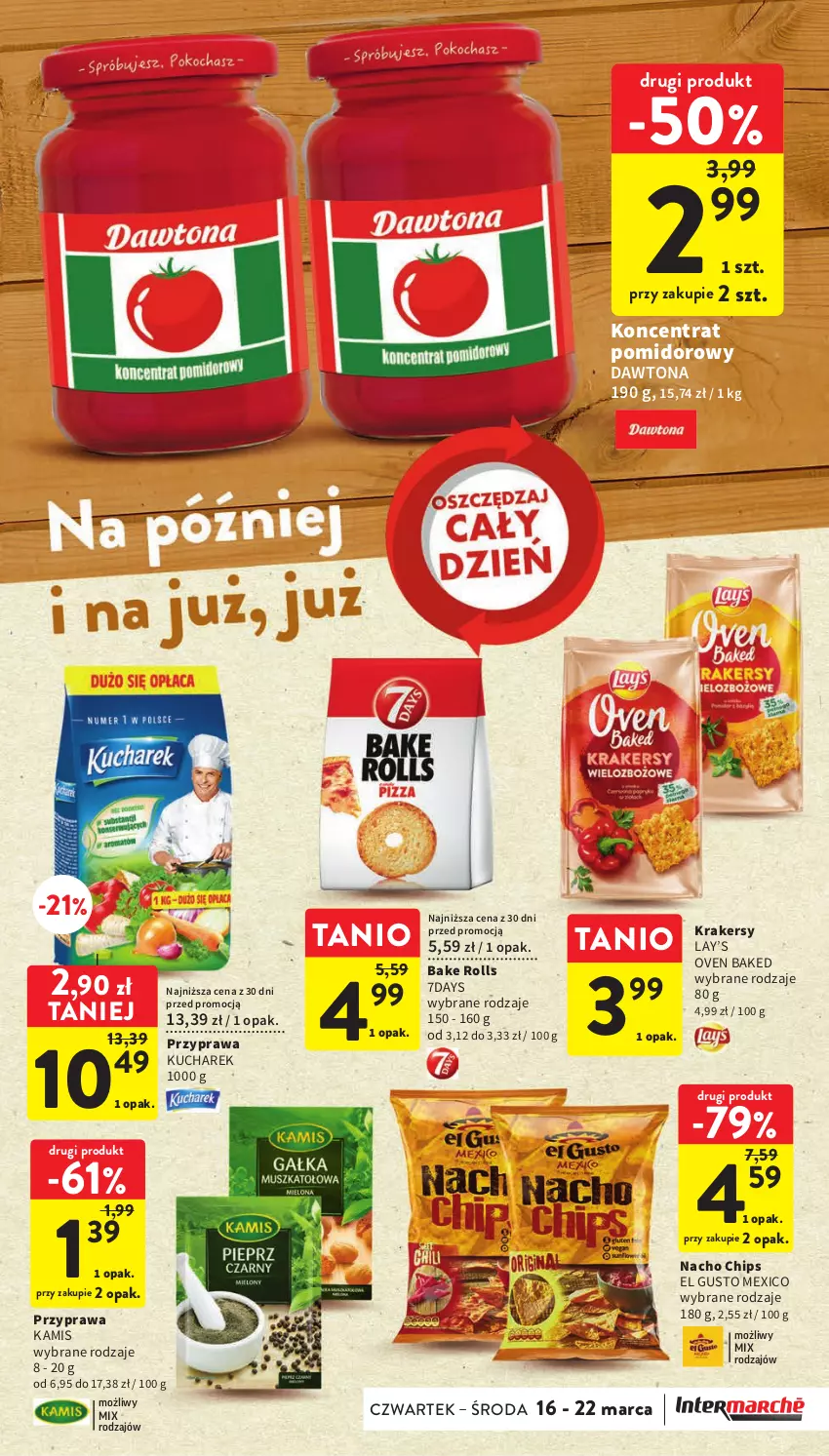 Gazetka promocyjna Intermarche - Gazetka Intermarche - ważna 16.03 do 22.03.2023 - strona 35 - produkty: Bake Rolls, Dawtona, Kamis, Koncentrat pomidorowy, Krakersy, Kucharek, Lay’s