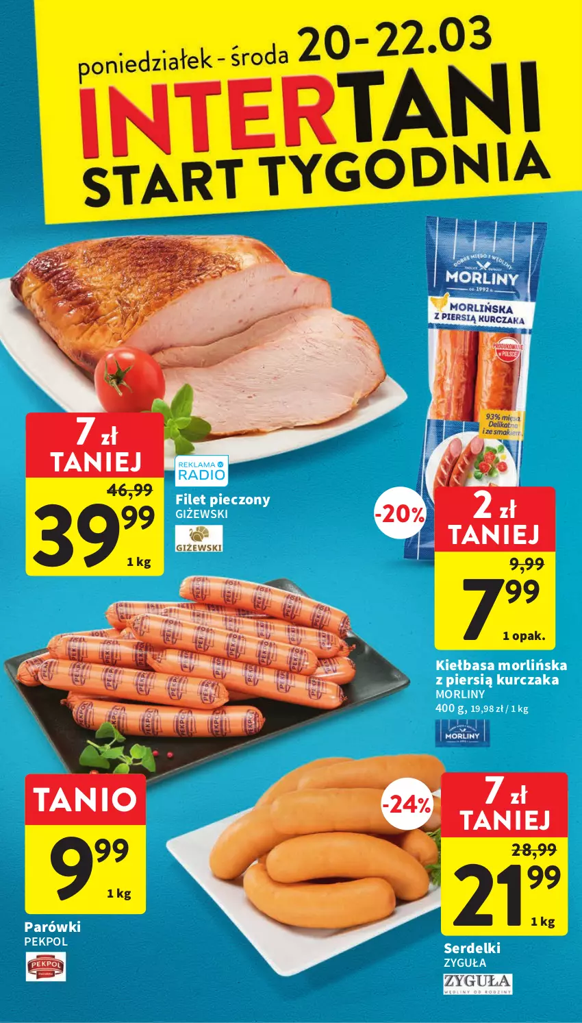 Gazetka promocyjna Intermarche - Gazetka Intermarche - ważna 16.03 do 22.03.2023 - strona 46 - produkty: Kiełbasa, Kurczak, Morliny, Parówki, Pekpol, Piec, Ser, Serdelki