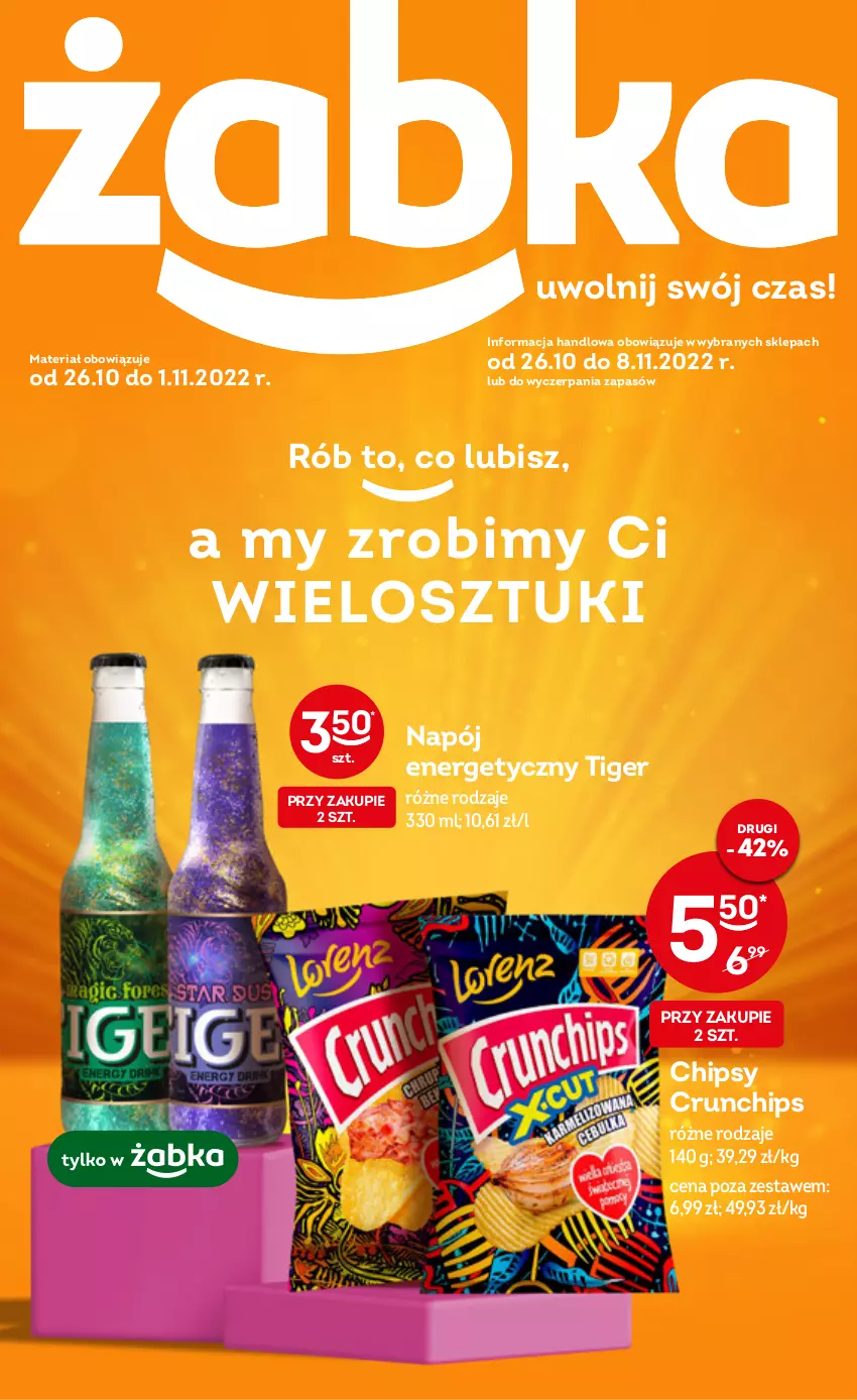 Gazetka promocyjna Żabka - ważna 26.10 do 01.11.2022 - strona 1 - produkty: Chipsy, Crunchips, Napój, Tiger