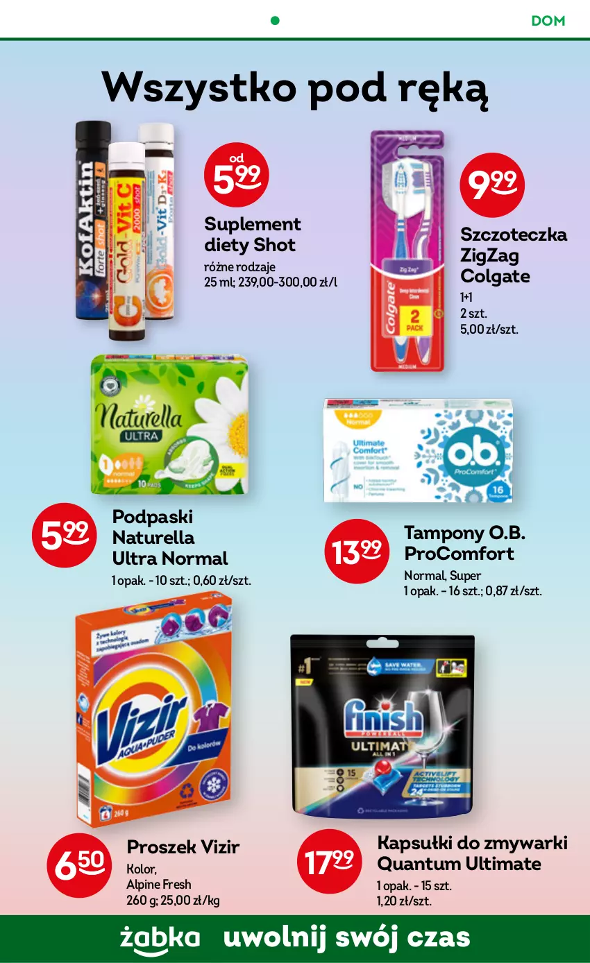 Gazetka promocyjna Żabka - ważna 26.10 do 01.11.2022 - strona 48 - produkty: Colgate, LG, Naturell, Naturella, O.B., Podpaski, Suplement diety, Szczoteczka, Tampony, Vizir, Zmywarki