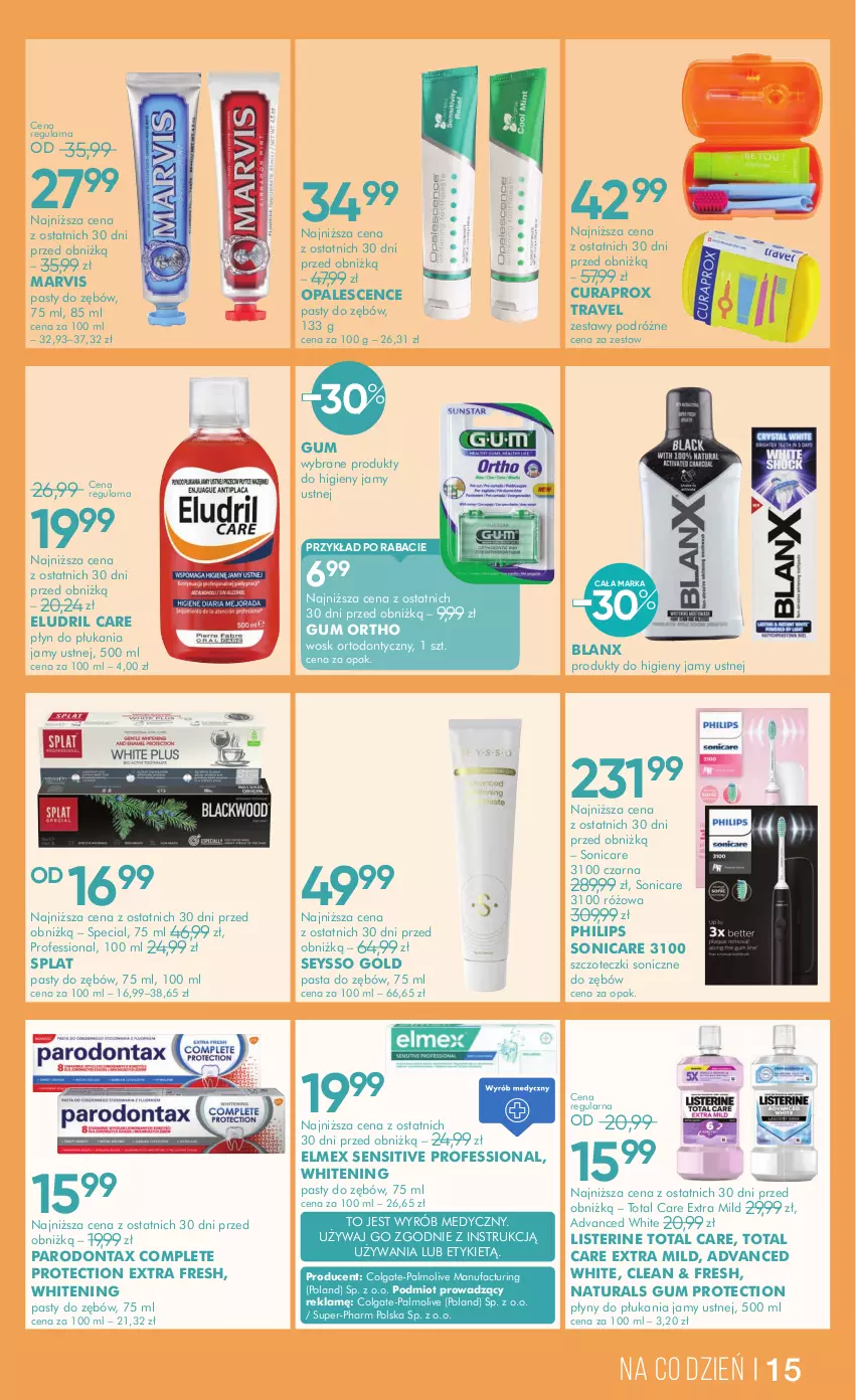 Gazetka promocyjna Super Pharm - Gazetka - ważna 04.06 do 17.06.2025 - strona 15 - produkty: Colgate, Curaprox, Elmex, Fa, LG, Listerine, Palmolive, Parodontax, Pasta do zębów, Philips, Płyn do płukania, Płyn do płukania jamy ustnej, Seysso