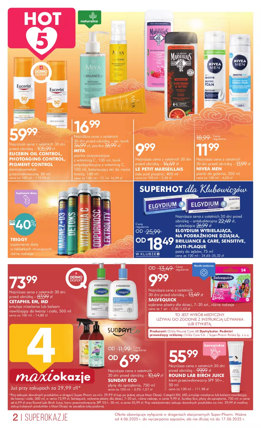 Gazetka promocyjna Super Pharm - Gazetka - ważna 04.06 do 17.06.2025 - strona 2 - produkty: Cetaphil, Control, Dzieci, Elgydium, Emulsja, Gin, LG, Mars, Mus, Nivea, Nivea Men, Olej, Tablet, Tonik