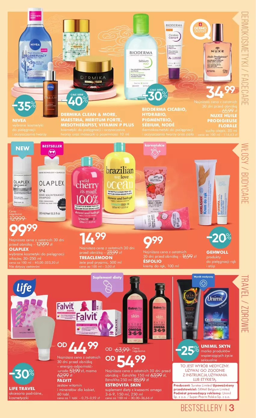 Gazetka promocyjna Super Pharm - Gazetka - ważna 04.06 do 17.06.2025 - strona 3 - produkty: Bioderma, Body, Dermika, Fa, Flora, Gehwol, Kosmetyki do pielęgnacji, LG, Nivea, Nuxe, Olej, Por, Ser, Skyn, Suplement diety, Unimil, Wasa, Zdrowie