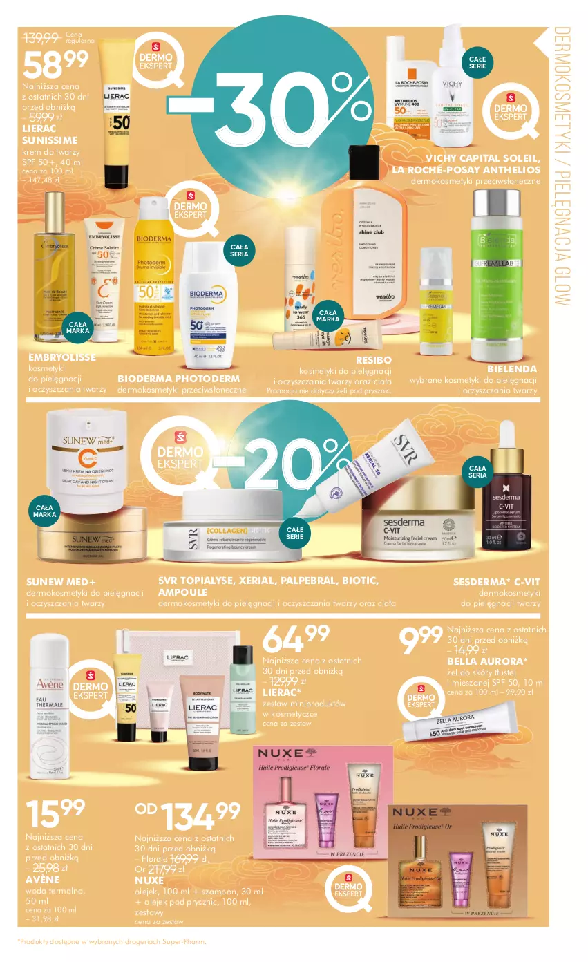 Gazetka promocyjna Super Pharm - Gazetka - ważna 04.06 do 17.06.2025 - strona 5 - produkty: Avène, Bell, Bella, Bielenda, Bioderma, Embryolisse, Flora, Helio, Kosmetyki do pielęgnacji, Krem do twarzy, La Roche-Posay, Lierac, Nuxe, Olej, Olejek pod prysznic, Ser, Sesderma, SVR, Szampon, Top, Vichy, Woda