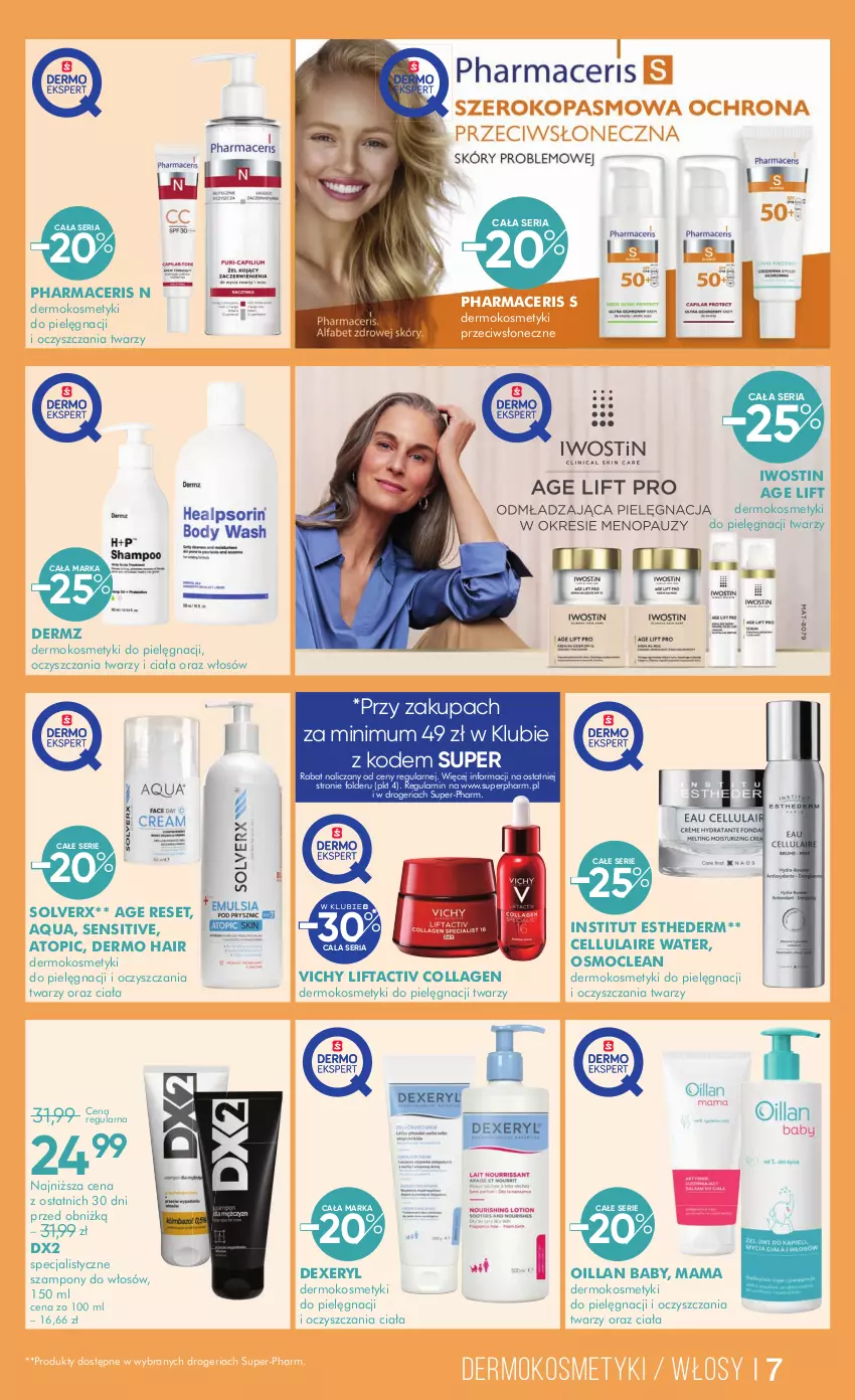 Gazetka promocyjna Super Pharm - Gazetka - ważna 04.06 do 17.06.2025 - strona 7 - produkty: Acer, DX2, Iwostin, Kosmetyki do pielęgnacji, Oillan, Pharmaceris, Ser, Szampon, Top, Vichy