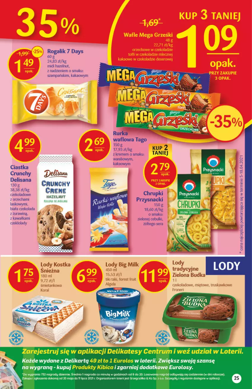 Gazetka promocyjna Delikatesy Centrum - ważna 10.06 do 16.06.2021 - strona 25 - produkty: 7 Days, BIC, Chrupki, Ciastka, Czekolada, Gra, Isana, Kakao, Kawa, Przysnacki, Rogal, Rum, Ser, Sok, Tago