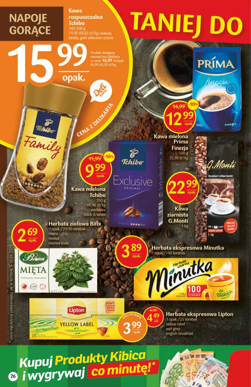 Gazetka promocyjna Delikatesy Centrum - ważna 10.06 do 16.06.2021 - strona 26 - produkty: Fa, Herbata, Kawa, Kawa mielona, Lipton, Mięta, Prima, Tchibo