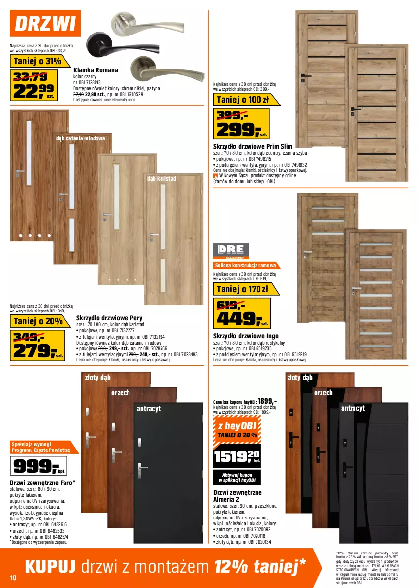 Gazetka promocyjna Obi - Gazetka OBI - ważna 19.02 do 10.03.2026 - strona 10 - produkty: Drzwi, Drzwi zewnętrzne, Fa, Gra, Gres, Klamka, Lakier, Mars, Por, Rust, Ser, Skrzydło drzwiowe, Sok